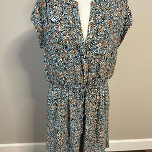 DR2 MultiColored, Tie Front, cap sleeve Dress